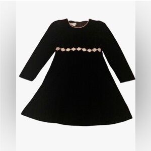 VTG 80s 90s My Michelle Velvet Black White Lace Seed Pearls Puffy Sleeves 14